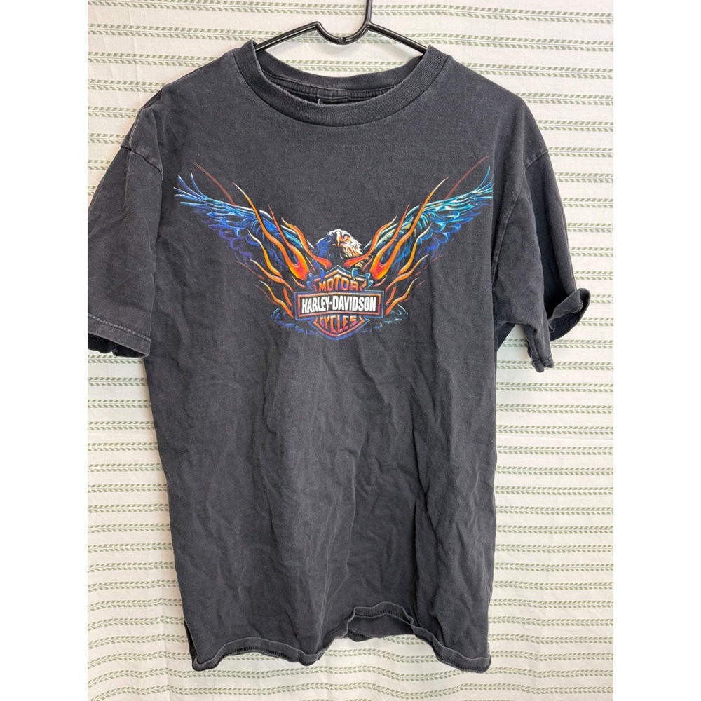 Harley-Davidson 90s Mens Graphic T-Shirt Black Eagle Flame Smith Brothers XL